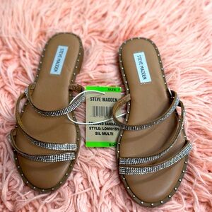 Steve Madden tan embellished studded strappy sandals